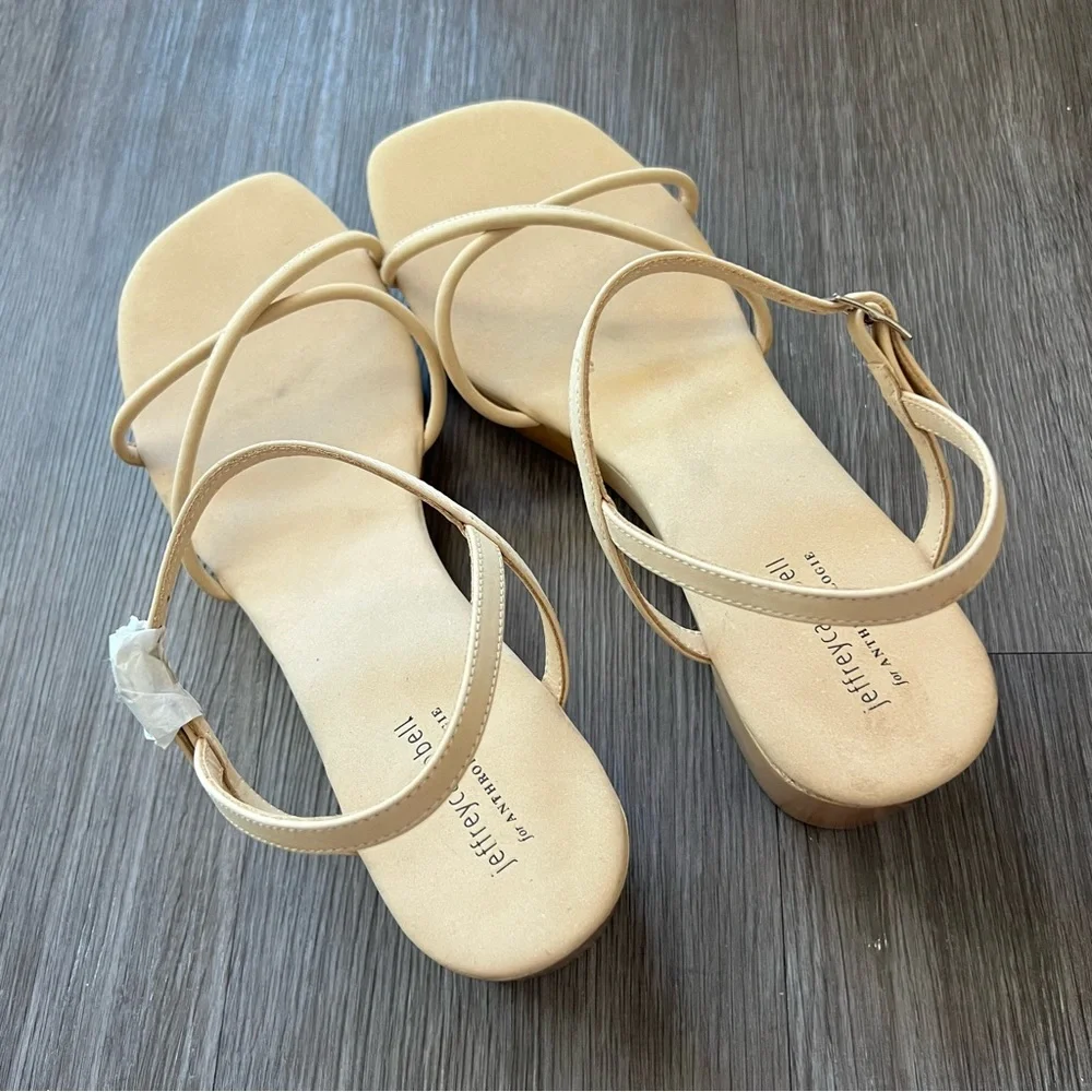 NEW Jeffrey Campbell x Anthropologie Tan Lorelai Block Heel Women's 9.5 Shoe